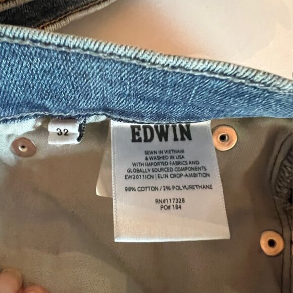 Edwin (Anthropologie) Elin Crop Straight Jeans Women’s 32 Ambition Wash - Picture 8 of 10